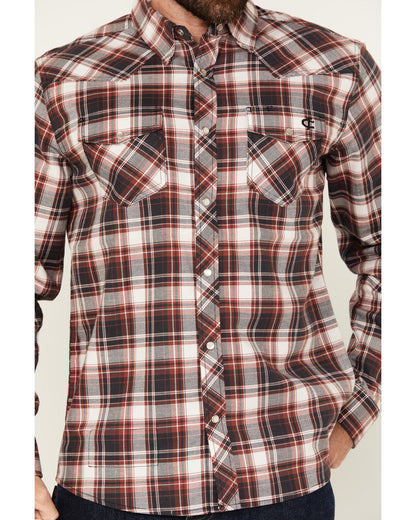 Men's FR Plaid Print Long Sleeve Snap Work Shirt