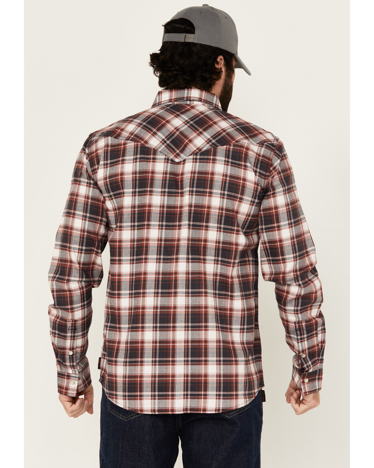 Men's FR Plaid Print Long Sleeve Snap Work Shirt