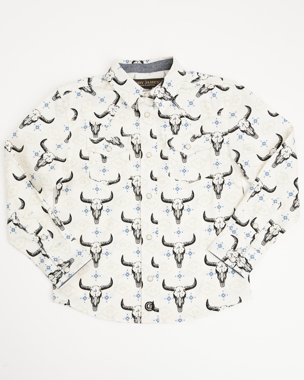 Toddler Boys' Prehistoric Bull Skull Print Long Sleeve Snap