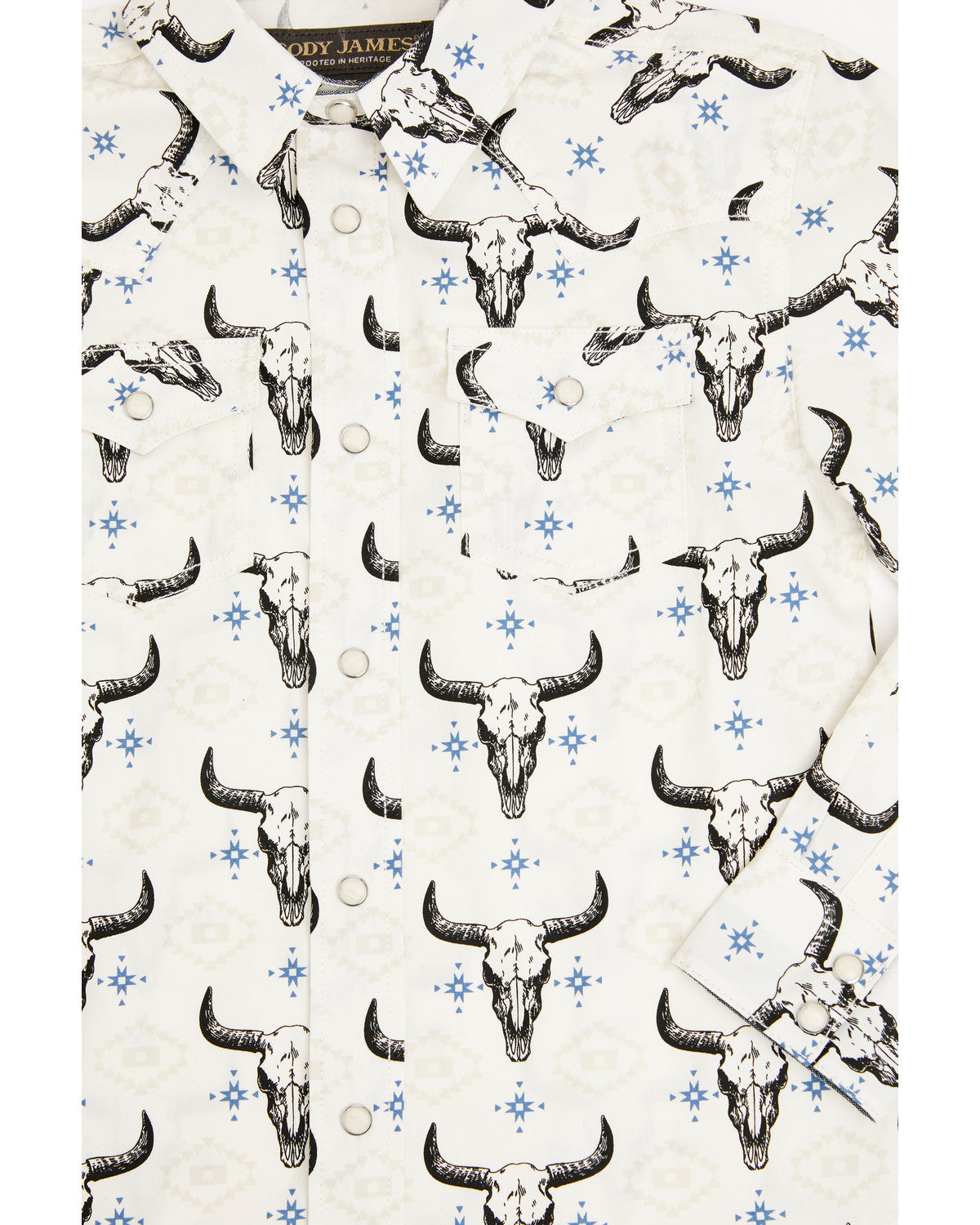 Toddler Boys' Prehistoric Bull Skull Print Long Sleeve Snap