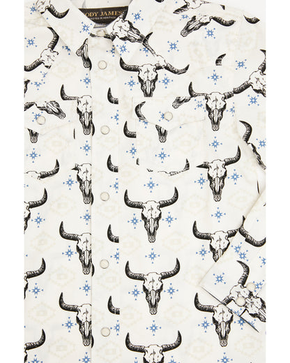 Toddler Boys' Prehistoric Bull Skull Print Long Sleeve Snap
