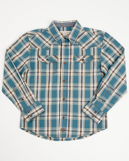 Toddler Boys' Niagra Falls Plaid Print Long Sleeve Snap Wes