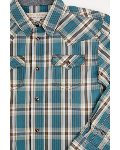 Toddler Boys' Niagra Falls Plaid Print Long Sleeve Snap Wes