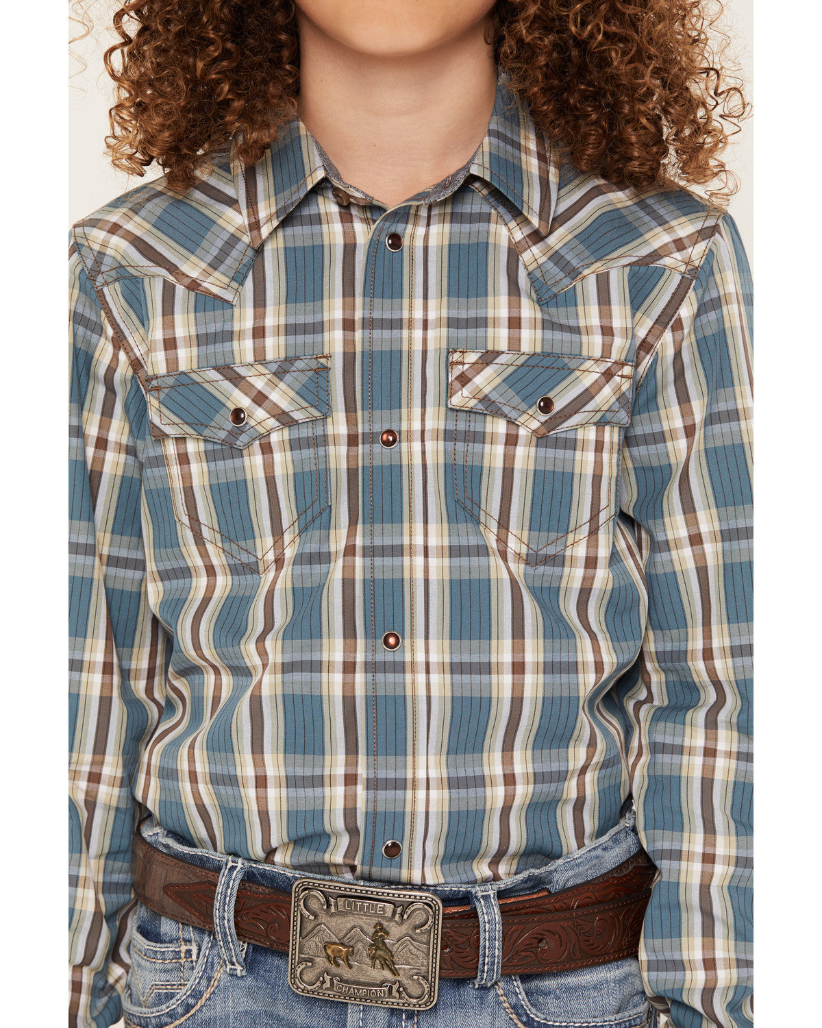 Boys' Niagra Falls Plaid Print Long Sleeve Snap Western Shi