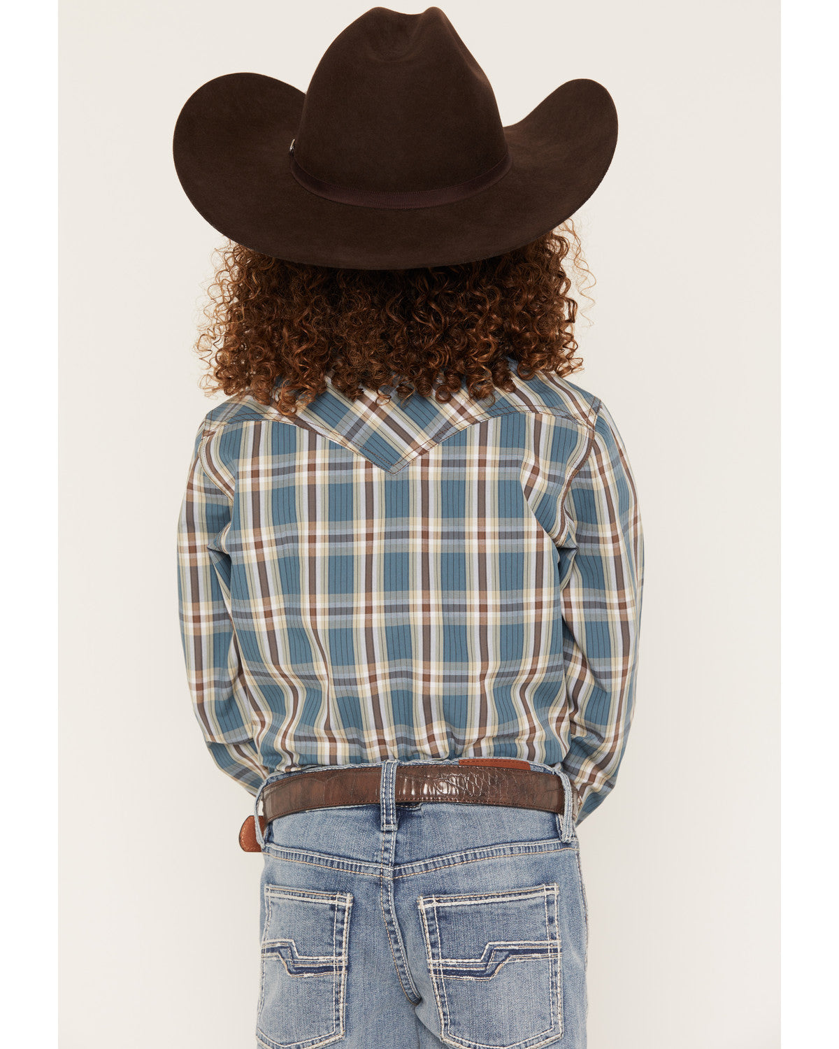 Boys' Niagra Falls Plaid Print Long Sleeve Snap Western Shi