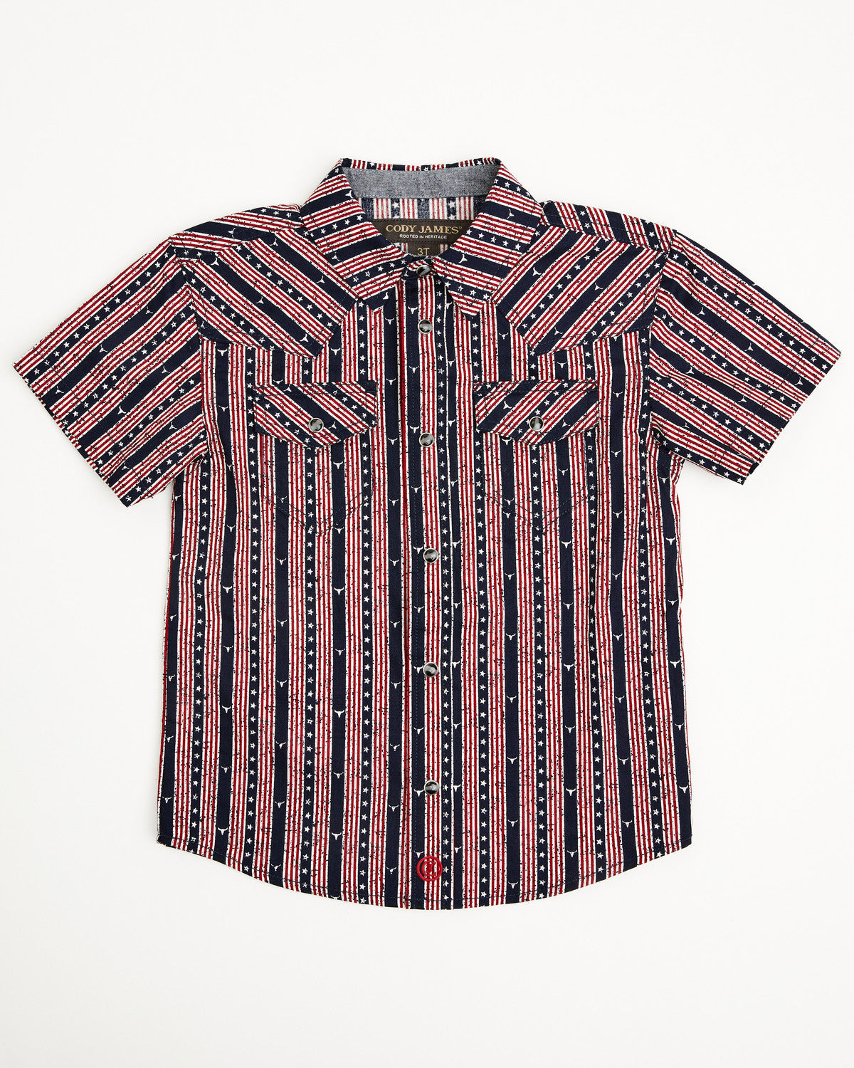 Toddler Boys' Steer Head Stars & Stripes Short Sleeve Snap