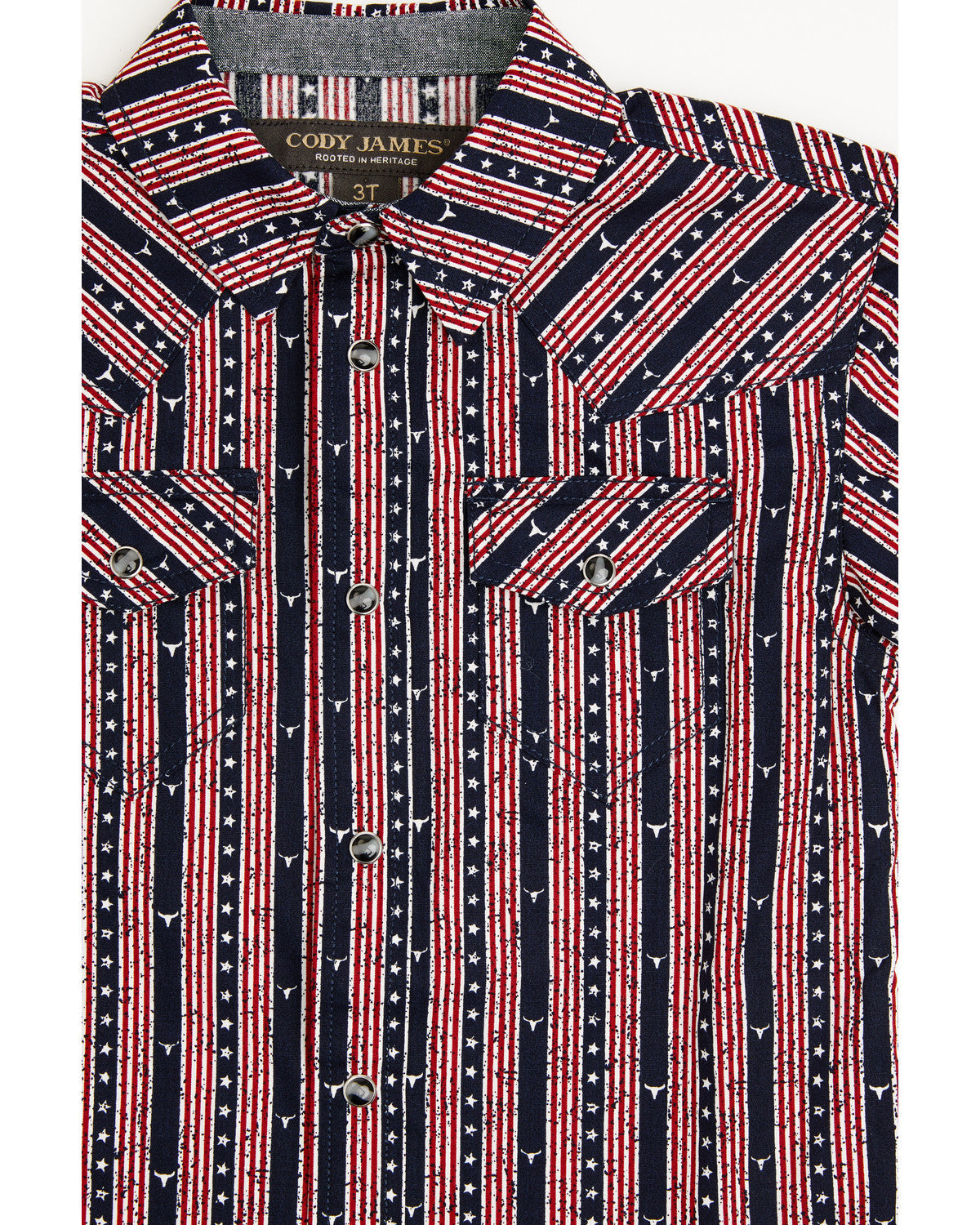 Toddler Boys' Steer Head Stars & Stripes Short Sleeve Snap