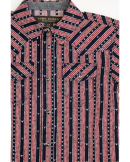 Toddler Boys' Steer Head Stars & Stripes Short Sleeve Snap