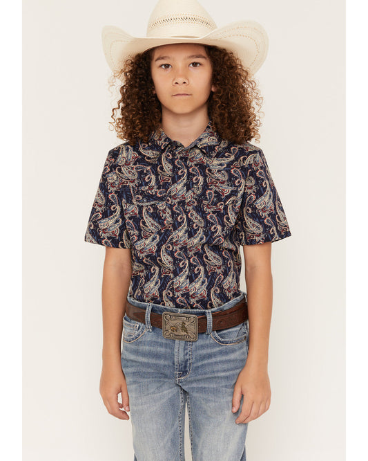 Boys' Easy Livin Paisley Print Short Sleeve Snap Western Sh