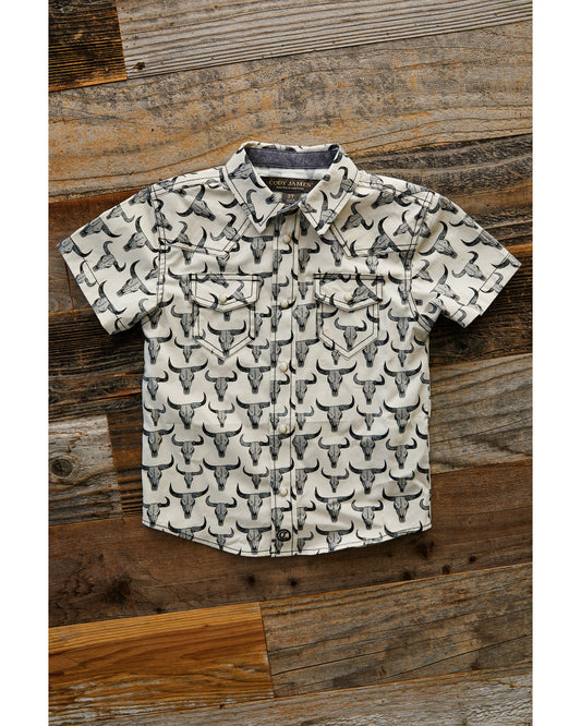 Toddler Boys' Toro Steerhead Print Short Sleeve Snap Wester
