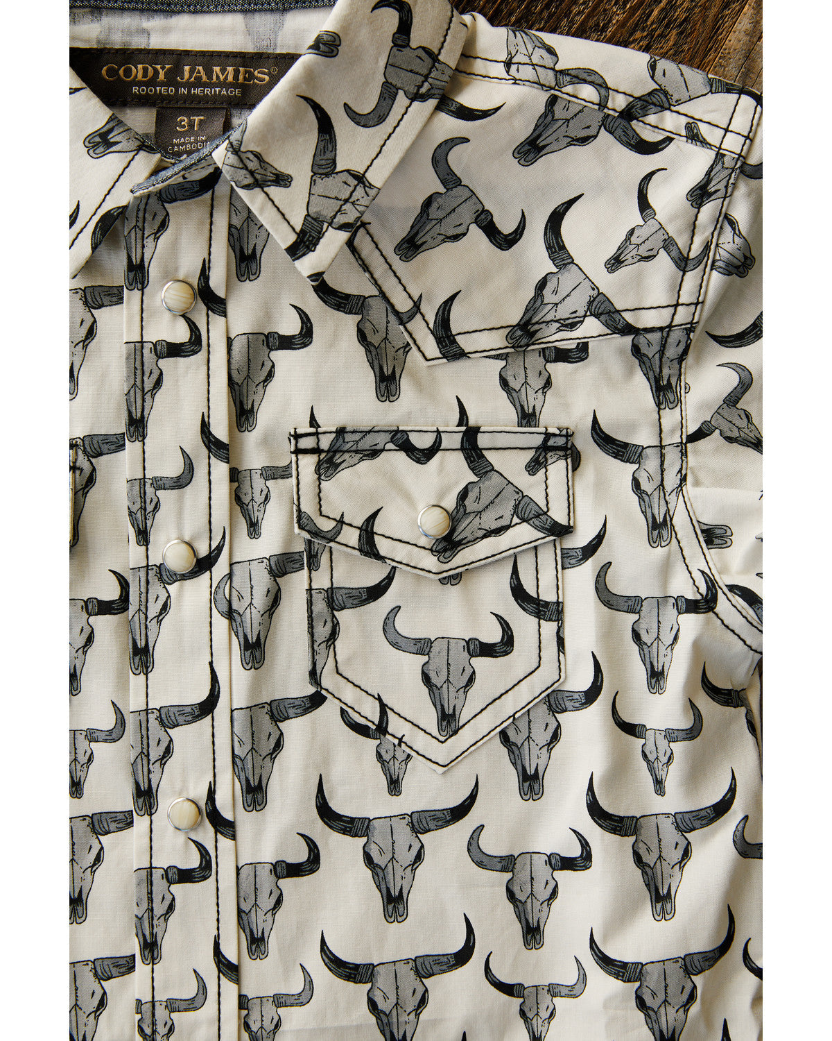 Toddler Boys' Toro Steerhead Print Short Sleeve Snap Wester