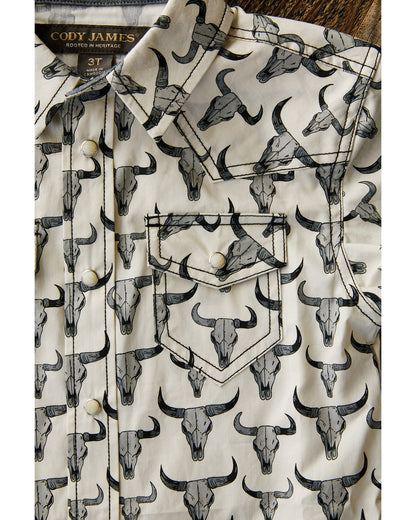 Toddler Boys' Toro Steerhead Print Short Sleeve Snap Wester