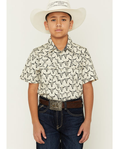 Boys' Toro Steerhead Print Short Sleeve Snap Western Shirt