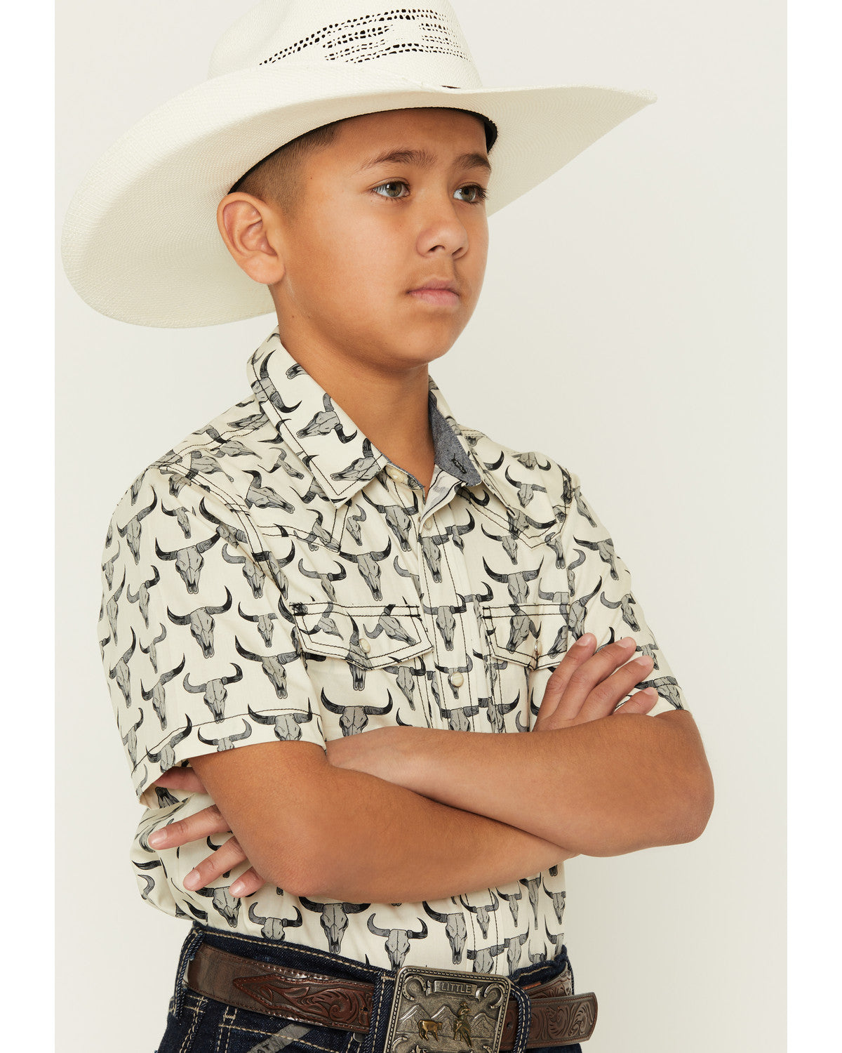Boys' Toro Steerhead Print Short Sleeve Snap Western Shirt