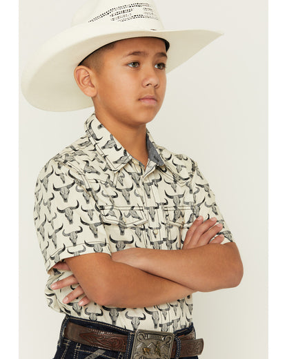 Boys' Toro Steerhead Print Short Sleeve Snap Western Shirt