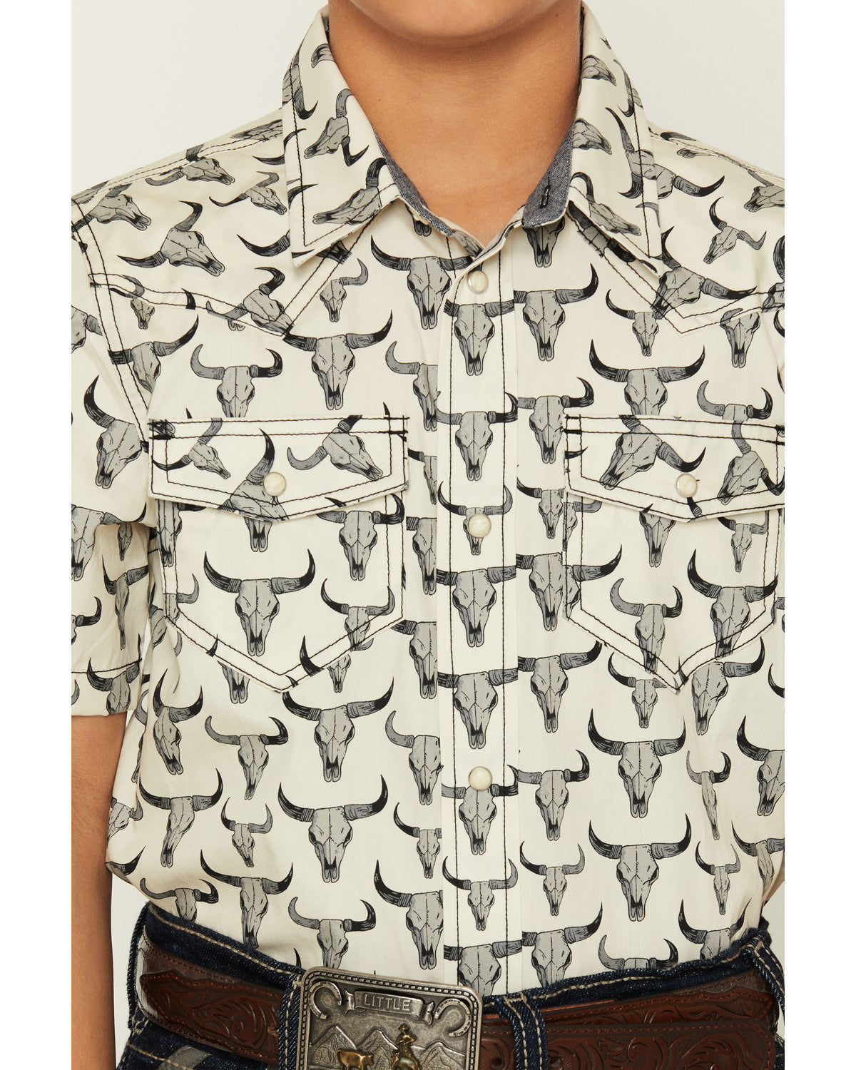 Boys' Toro Steerhead Print Short Sleeve Snap Western Shirt