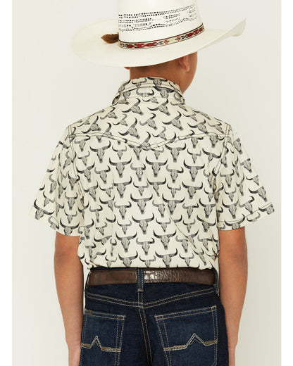 Boys' Toro Steerhead Print Short Sleeve Snap Western Shirt