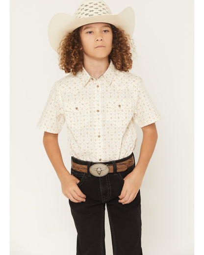 Boys' Jace Southwestern Print Short Sleeve Snap Western Shi