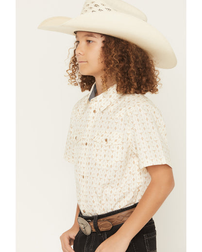 Boys' Jace Southwestern Print Short Sleeve Snap Western Shi