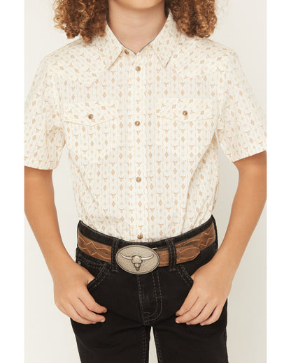 Boys' Jace Southwestern Print Short Sleeve Snap Western Shi