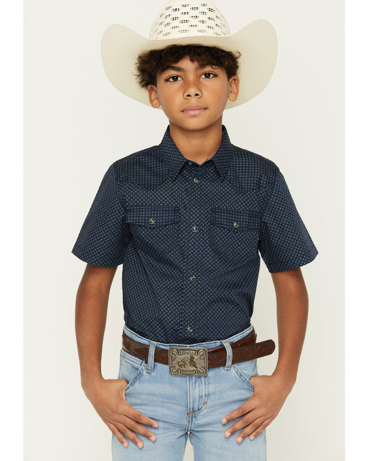 Boys' Tripp Geo Print Short Sleeve Snap Western Shirt
