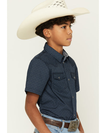 Boys' Tripp Geo Print Short Sleeve Snap Western Shirt