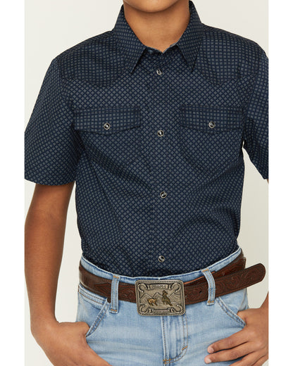Boys' Tripp Geo Print Short Sleeve Snap Western Shirt