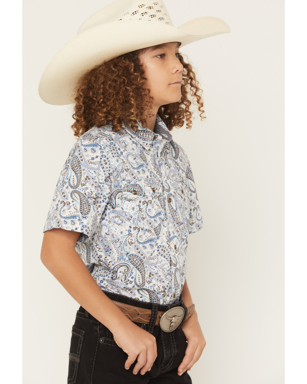 Boys' Ryder Paisley Print Short Sleeve Snap Western Shirt