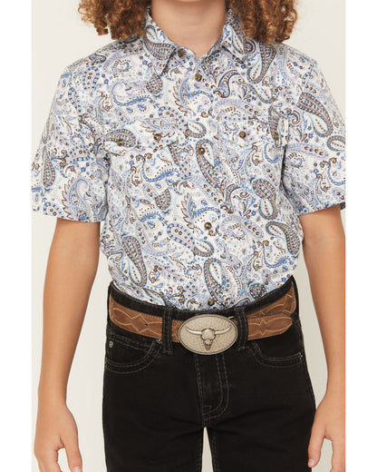 Boys' Ryder Paisley Print Short Sleeve Snap Western Shirt