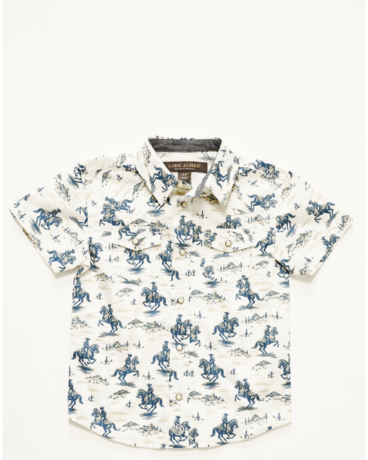 Toddler Boys' Amos Western Print Short Sleeve Snap Western