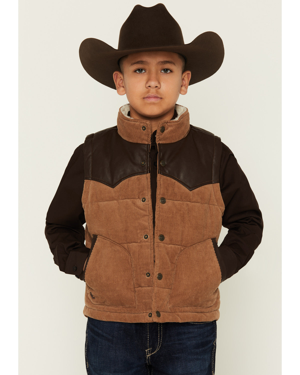 Boys' Lonoke Corduroy Faux Leather Vest