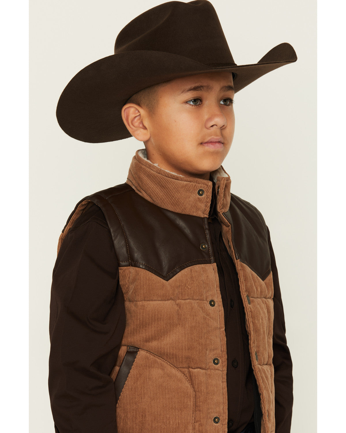 Boys' Lonoke Corduroy Faux Leather Vest