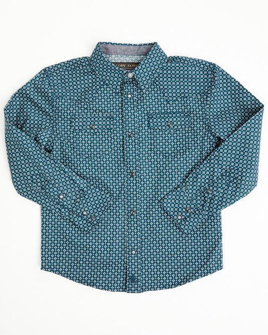 Toddler Boys' Bourbon Geo Print Long Sleeve Pearl Snap West