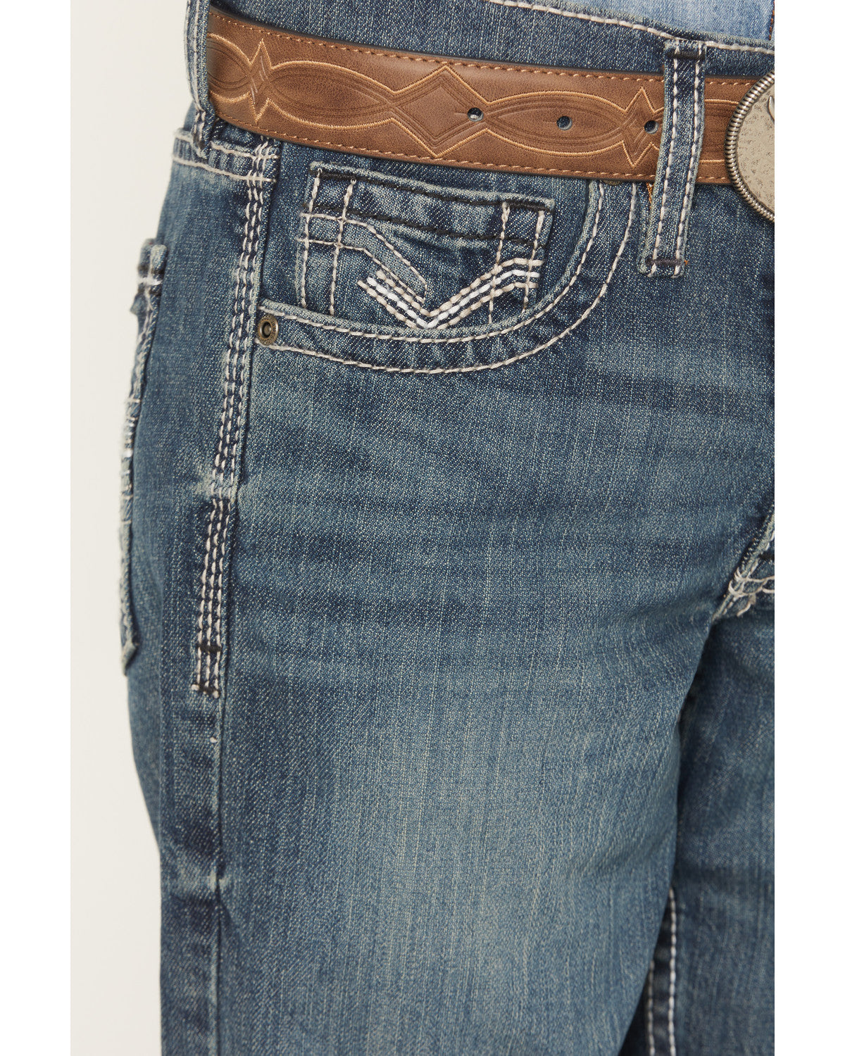 Boys' Grullo Medium Wash Relaxed Bootcut Comfort Stretch De