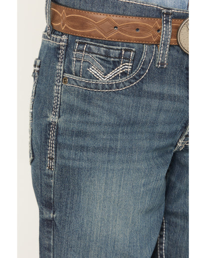 Boys' Grullo Medium Wash Relaxed Bootcut Comfort Stretch De
