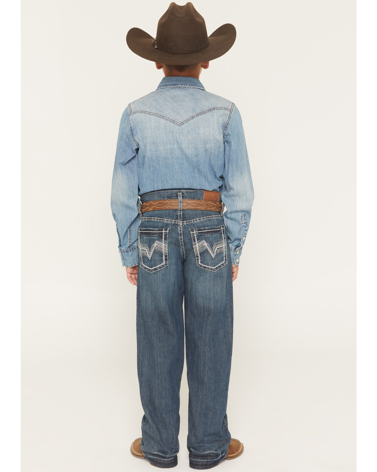 Boys' Grullo Medium Wash Relaxed Bootcut Comfort Stretch De