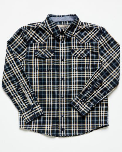 Toddler Boys' Warriors Way Plaid Print Long Sleeve Snap Wes