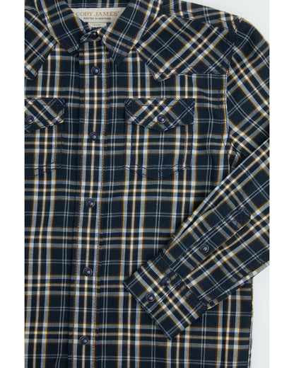 Toddler Boys' Warriors Way Plaid Print Long Sleeve Snap Wes