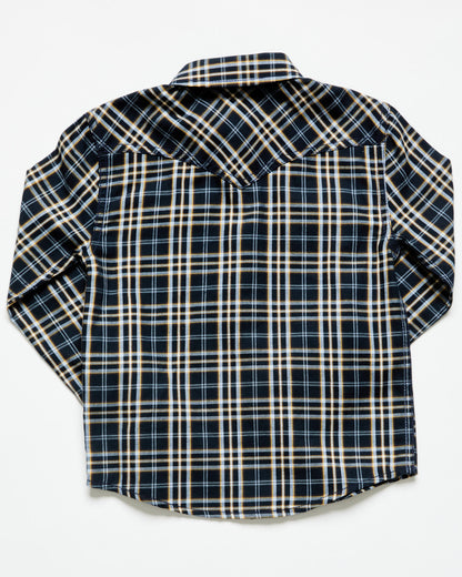 Toddler Boys' Warriors Way Plaid Print Long Sleeve Snap Wes