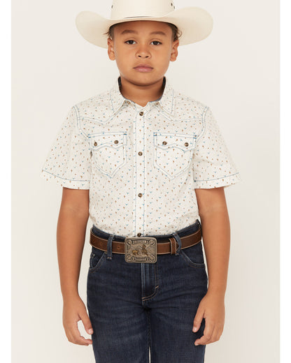 Boys' Bull Cactus Short Sleeve Snap Western Shirt