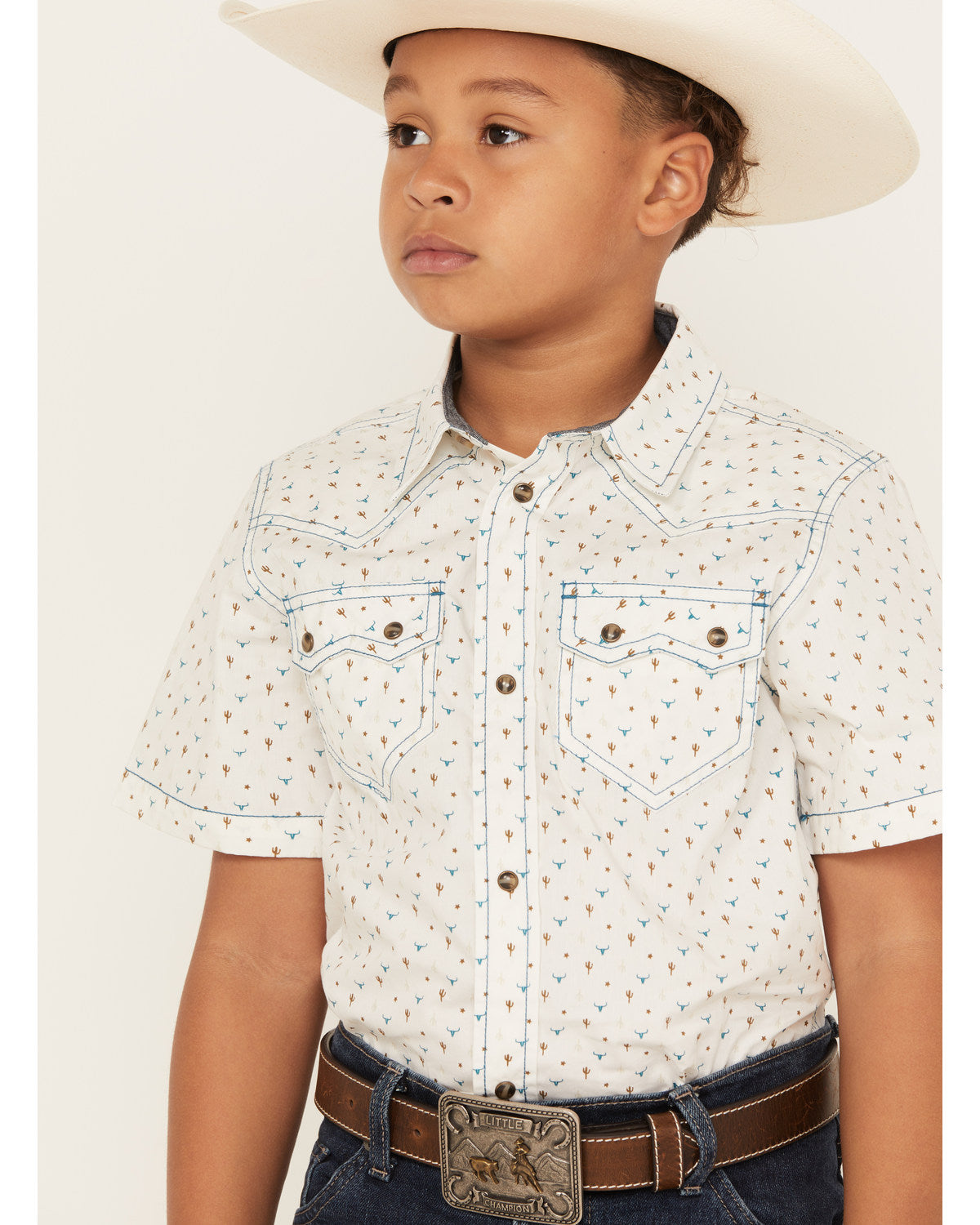 Boys' Bull Cactus Short Sleeve Snap Western Shirt
