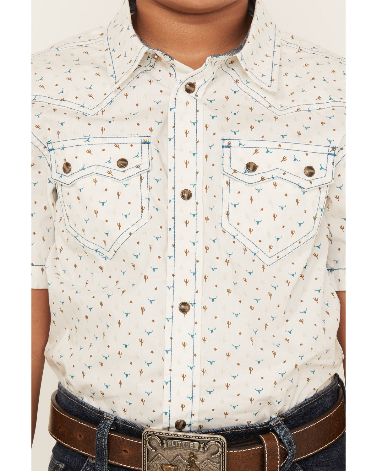 Boys' Bull Cactus Short Sleeve Snap Western Shirt