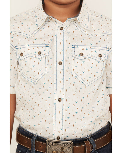 Boys' Bull Cactus Short Sleeve Snap Western Shirt