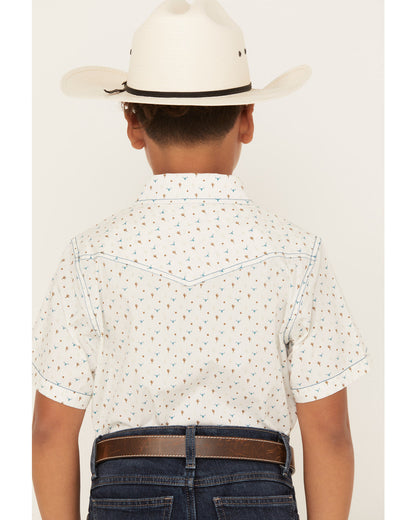 Boys' Bull Cactus Short Sleeve Snap Western Shirt