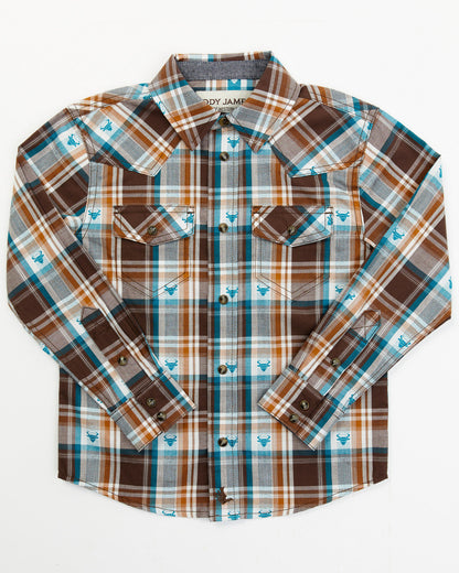 Toddler Boys' Bull Dobby Long Sleeve Snap Shirt