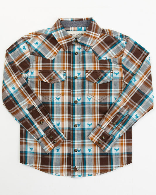 Toddler Boys' Bull Dobby Long Sleeve Snap Shirt
