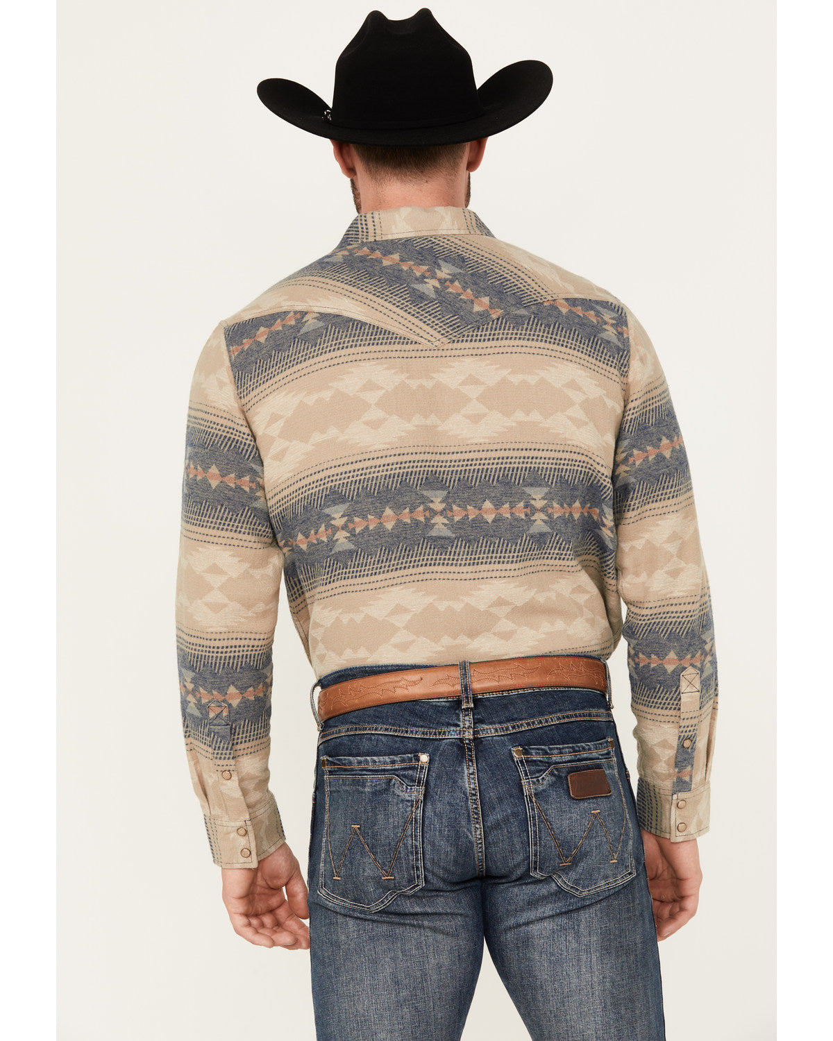Men's Arrow Bear Southwestern Print Long Sleeve Snap Wester