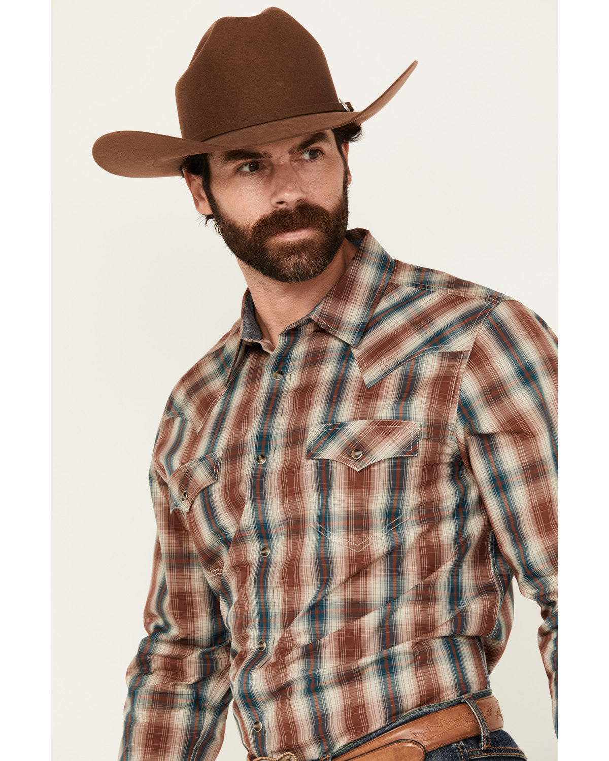 Men's Ricardo Plaid Print Long Sleeve Snap Western Shirt