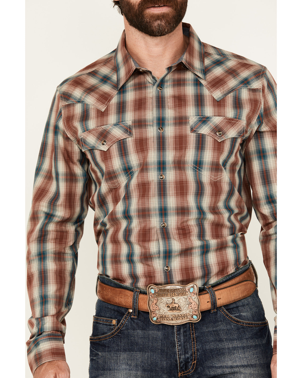 Men's Ricardo Plaid Print Long Sleeve Snap Western Shirt