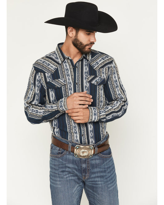 Men's Ford Southwestern Stripe Print Long Sleeve Snap Weste